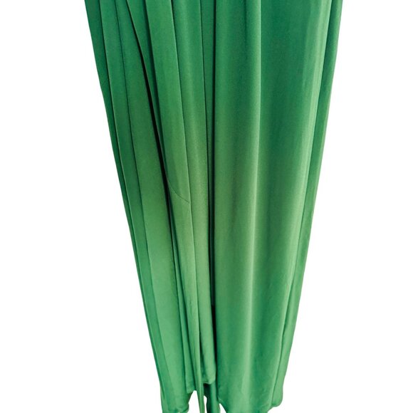 Michael Kors 10 Green Pleated V-Neck Wrap Maxi Dress - Picture 4 of 16